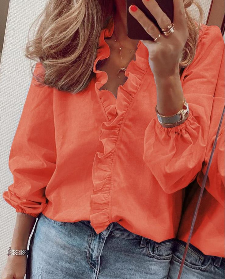 Emma & Rose™ | Ruffled V-Neck Blouse